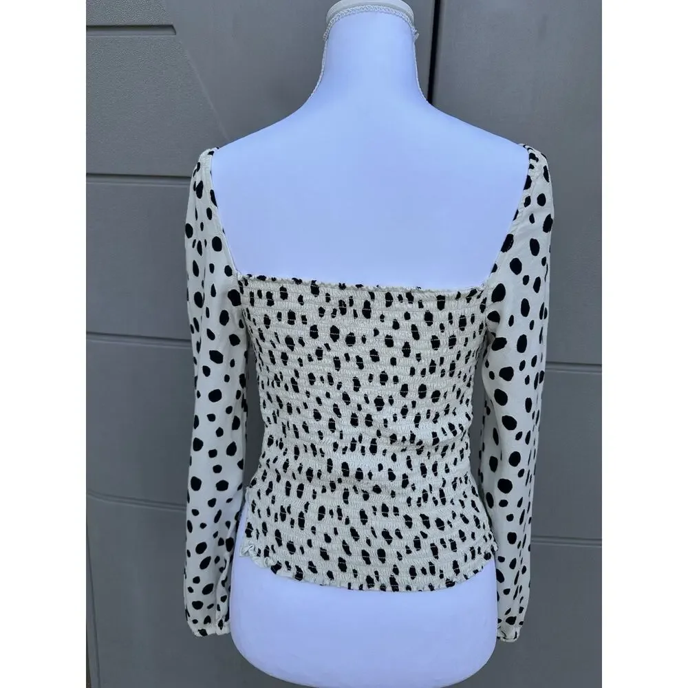 Reformation Reign Top Puff Sleeves Ink Blot Empire Waist Renaissance Milk Maid 6